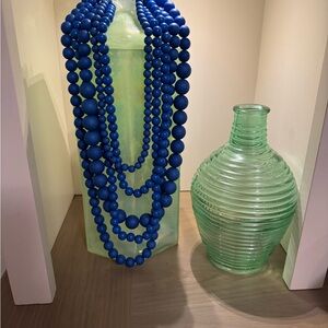 Blue Statement Necklace- Multi-Strand Graduated Bead